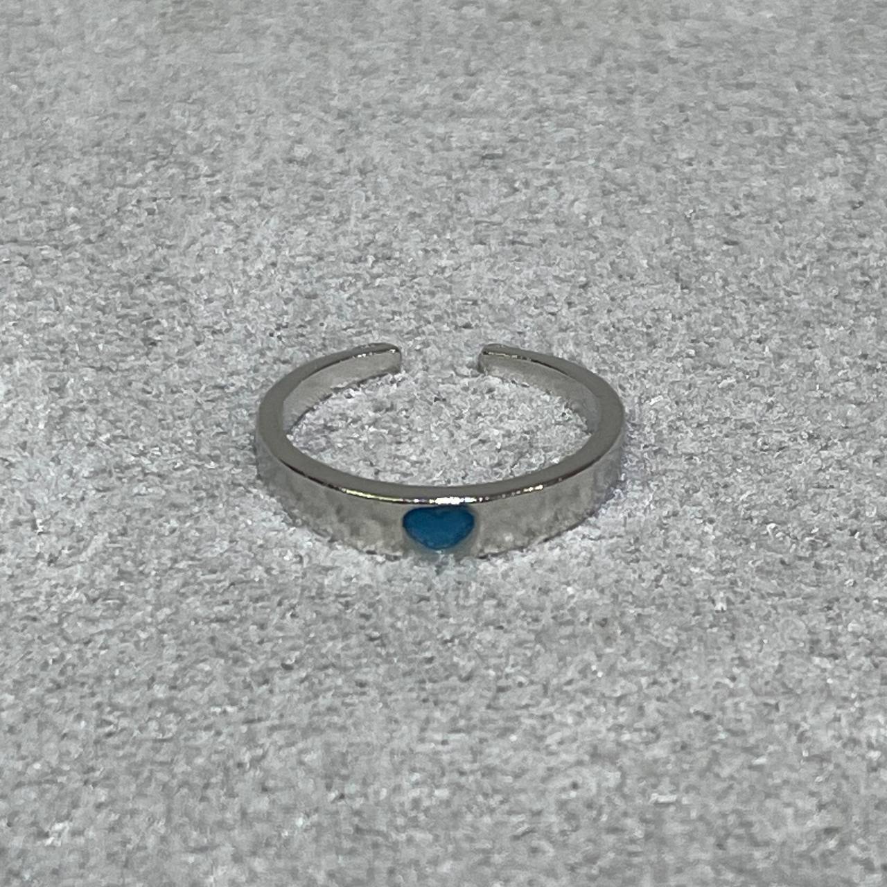Luminous Red and blue heart couple rings